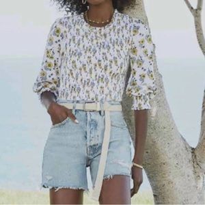 Goldie Lewinter Daisy Smock Smocked Top Lemon Drop Smocking Floral Cotton Ruffle